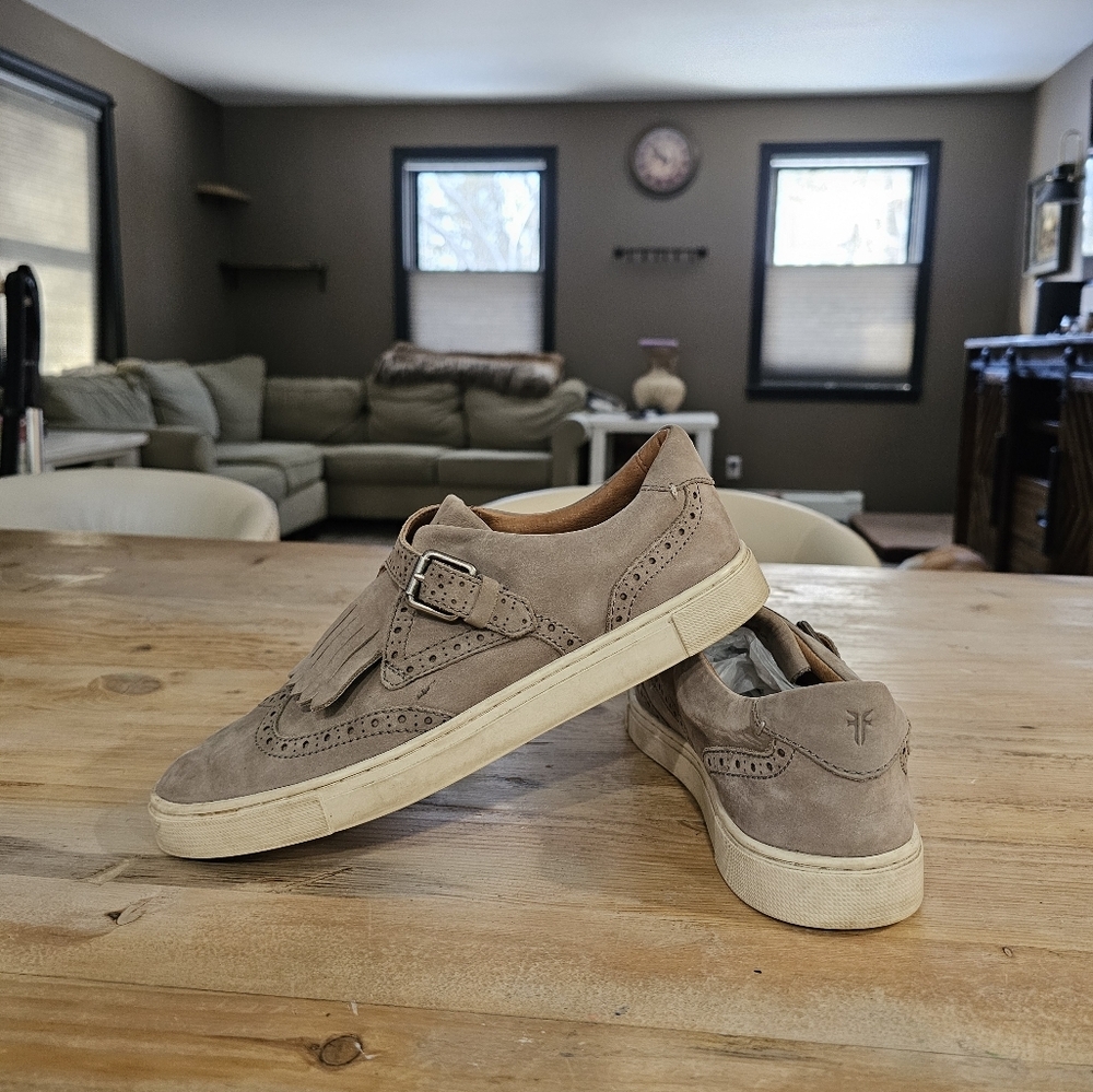 Frye Gemma Gray Kiltie Buckle Slip on Platform Sneaker Wingtip - Picture 6 of 10